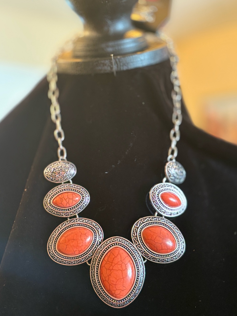 Silver-Tone Coral Statement Necklace - Women Jewelry